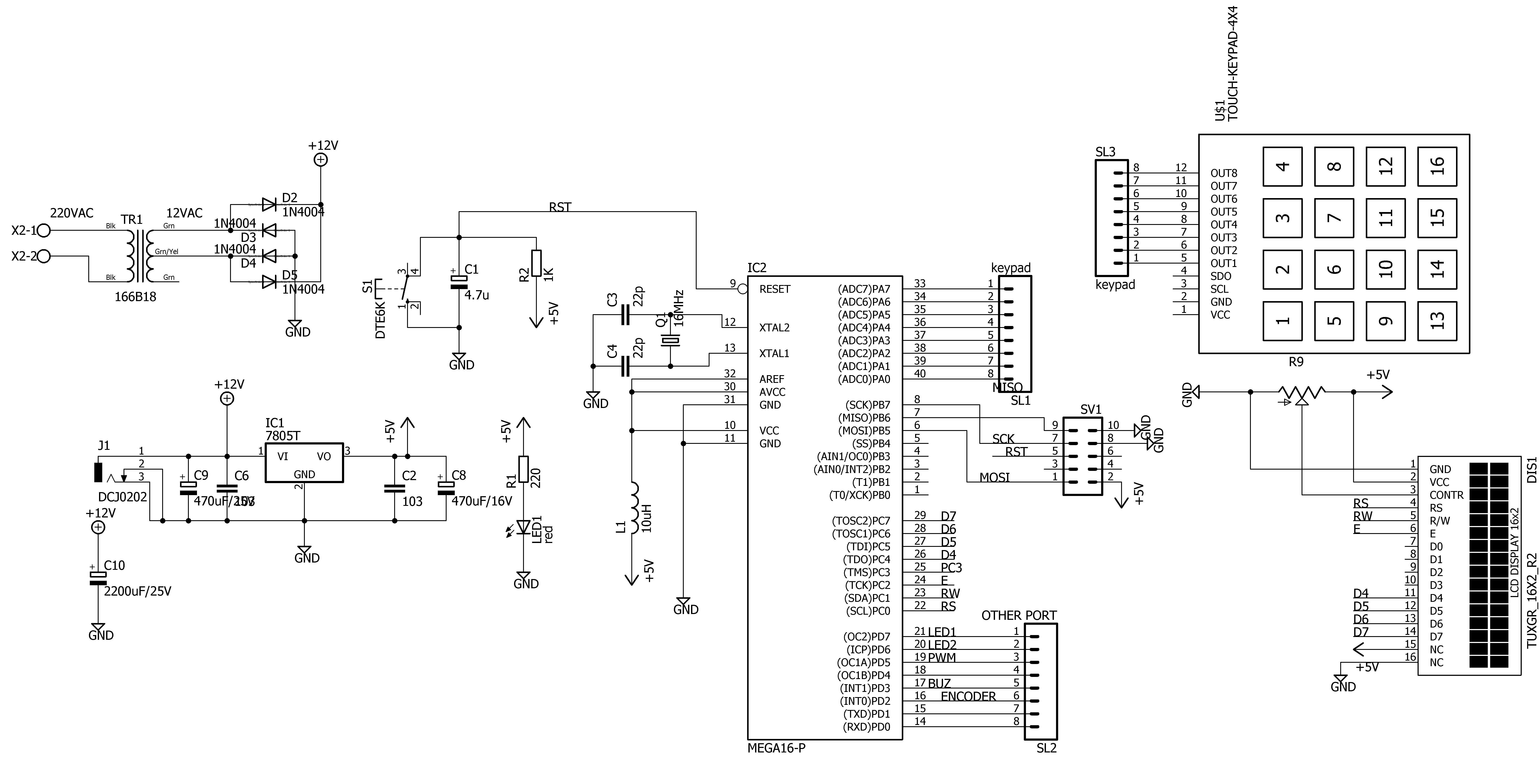 rangkaian keypad lcd atmega