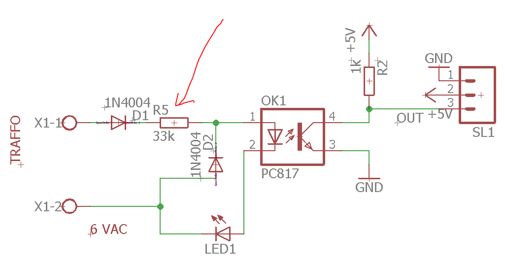 resistor pengurang arus optocoupler
